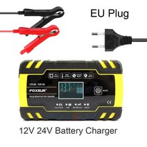 Foxsur 24V 4A 12V 8A 자동 배터리 충전기 펄스 수리 LCD 디스플레이 스마트 빠른 AGM 딥 사이클 젤 납산, A1 12V 24V EU Plug, 01 A1 12V 24V EU Plug, 단일