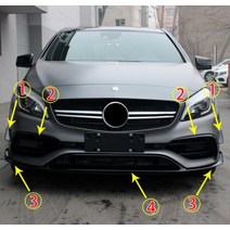 앞 범퍼 스포일러 립 블레이드 하부 그릴 메르세데스 벤츠용 벤츠 A 클래스 W176 A45 용, [01] 2Pcs No. 1