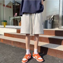 여름 남성 대비 색상 스트라이프 느슨한 드레이프 캐주얼 반바지