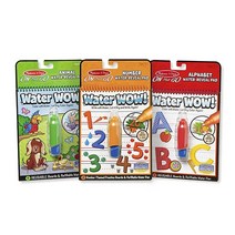 Melissa & Doug 워터와우 색칠북 3개 팩, Kit, Bundle: Animals, Alphabet, Num