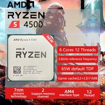 AMD Ryzen 5 4500 R5 3.6 GHz 6 코어 12 스레드 CPU 프로세서 7NM L3 8M 100-000000644 소켓 AM4, 한개옵션0