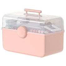 Apnoo 투명 대용량 화장품 정리함 휴대용 화장품수납함, 28cm*15.5cm*15.5cm, 핑크색