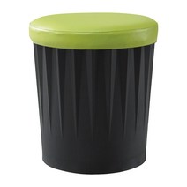 [에보니아] 보비 다용도의자 블랙바디 (수납의자/스툴/드럼체어/깡통의자), 블랙 그린