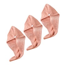 (1+1+1) 퀵드라이 극세사 헤어 타올 / 빨리 마르는 머리 수건, 핑크, 3개세트