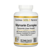 California Gold Nutrition 실리마린 복합체 간 건강 밀크시슬 커큐민 아티초크 민들레 생강 흑후추 베지 캡슐 360정, 1개, 227g
