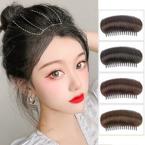 하이유니 볼륨업 헤어뽕 머리핀 붙임 머리 헤어 피스, 브라운블랙