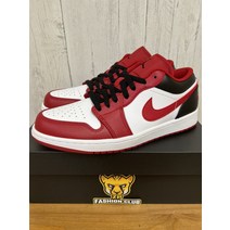 에어 조던 1 로우 불스 화이트 블랙레드 남자 553558163 Air Jordan Low