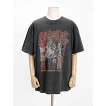 오버핏 ACDC 컬러 나염 피그먼트 다잉 락밴드 포인트 남녀공용 박스 반팔티 (2 색상)