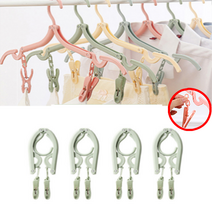 에이필미 여행용 접이식 미니 집게 옷걸이 4종, 그린, 4개입