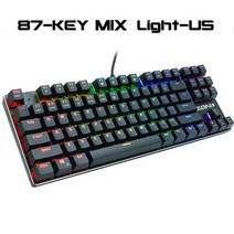 게이밍키보드 기계식 LED키보드 가성비 서든 키보드 무선 블루투스 게임 블루 레드 스위치 87key ruus 유선 안티 고스팅 rgb믹스 백라이트 led usb 게이머 pc, 협력사, 파란색 스위치, 87블랙 믹스 라이트 유스