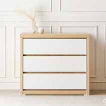 원스홈 빅스타 900 3단 서랍장 / 속 깊은 광폭 서랍장, 콤비(오크+화이트)