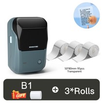 바코드출력기 바코드프린터 바코드기계 끼움라벨제작 케어라벨프린터 Niimbot-B1 감열 라벨 프린터 블루투, 03 AddClear50x80-3Rolls, 03 AddClear50x80-3Rolls