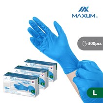 MAXUM [맥섬]식품용니트릴장갑4.5 UP!!! 고중량(300매)맥섬피스 직접제조(미국 수출경험 제품 정부납품경험 한국기업직접 공장운영) 국산원재료 NO합성원료, 블루, 대(L), 3개
