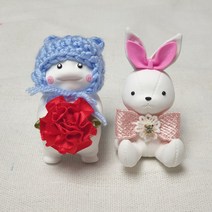 힐링센트 지방이&토끼 차량용방향제 세트 구성 2개입 다우니향