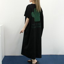 [퀸비샵] 선인장나시 롱 원피스 // 여름 면 롱원피스 빅사이즈 빅사이즈원피스 임부복 홈웨어