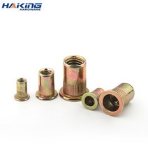10-50X M3 M4 M5 M6 M8 M10 M12 아연 도금 탄소강 널링 너트 리벳 플랫 헤드 삽입 캡, M6(20PCS)