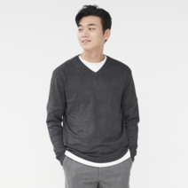 By파크랜드 엔디프 차콜 소프트 카라멜 브이넥 스웨터.GWV21432