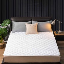 리얼리빙 순면 고정밴드 매트 얇은 라텍스 침대 패드 매트리스, 화이트