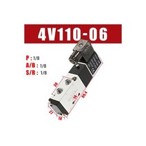 4V110-06 1 8 공기 솔레노이드 밸브 공압 5 웨이 포트 2 위치 가스 전기 마그네틱 DC12V 24V 110V 220V, Led 4V110-06, DC 12V