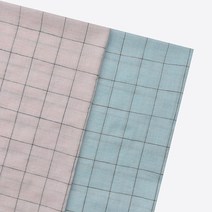 40수 선염 코튼 린넨 거즈 천 면 마 원단 그리드 체크 2종, 연핑크（E23）