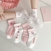 제이셀 SS180 유아여아아동 새콤달콤딸기 아동양말 5켤레 세트