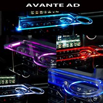 ArtX 아반떼AD/더뉴아반테 USB 5V LED 2단 차량용 무중력테이블 컵홀더 식탁 자동차 선반 핸드폰 거치대 수납용품, 일반형, 포함, 블루