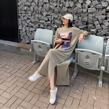 여자 여름 반팔 롱 트임 루즈핏 블랙 베이지 레이어드 H라인 롱티 프린팅 여성원피스 SMO 06