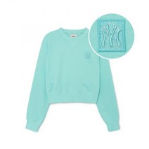 [국내매장판] 엠엘비 MLB 여성 베이직 스몰크랍핏 맨투맨 NY (L.Turquoise)