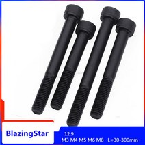1/10pc M3 M4 M5 M6 M8 검정색 등급 12.9 강 길어진 긴 육각 홀 붙이 볼트 머리 나사 하프 L 30-300mm, [03] M5  10pcs, [07] 70mm, 10개
