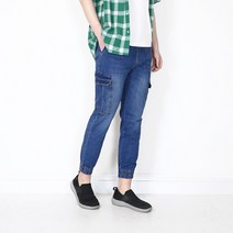 남자 스판 밴딩 진청 카고조거 팬츠 만능바지 S~2XL (작업복/외출복/운동복)
