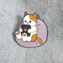 BC010 폰 게임하는 디지털 고양이 동물 브로치 뱃지 캐릭터소품 굿즈