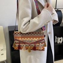 인디언풍 여성 크로스가방 지퍼 미니백 파우치