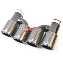 자동차머플러 가변배기 머플러팁 2pcs 왼쪽 및 오른쪽 이중 광택 블랙 탄소 섬유 스테인레스 스틸 자동 배기 팁 더블 머플러 엔드 파이프, 51-89mm