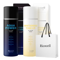 리코셀 퍼펙트맨 아쿠아파워+화이트닝톤업 올인원 150ml 1+1 쇼핑백 증정 / 발렌타인데이 화이트데이 기념일 남자친구 남친 아빠 선물 촉촉 산뜻 시원함 빙하수 미백 주름개선, 아쿠아파워+미백 톤업 올인원 150ml /쇼핑백