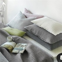 쁘리엘르 마일드 피그먼트 아사 누비 베개커버 50x70, 웜그레이/웜그레이