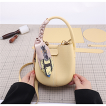 가죽 공예 가방 만들기 DIY 키트 집콕취미 스프링백, 옐로우