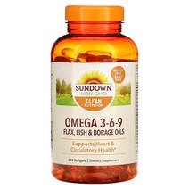 Sundown Naturals 오메가 3-6-9 아마 피쉬 보리지 오일 200 소프트젤, 200정