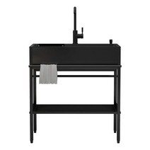 블랙 간이 싱크대 원룸 카페 세면대 개수대 보조 씽크, 단일 슬롯 65x45 스테인레스 스틸 세면대