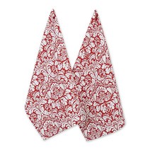 DII Damask 주방 컬렉션 앞치마 95.2 x 73.7cm(37.5 x 29인치) 블랙, Dishtowel 18x28, Tango Red