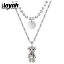 layak 테디베어 목걸이 펜던트 큐브 펜던트 목걸이