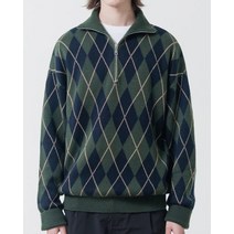 [빠른출고]/DIMITRI BLACK 헤비웨이트 울 하프 집업 니트아가일(블랙와치) HEAVY WEIGHT WOOL HALF ZIP-UP KNITARGYLE(BLACKWATCH)