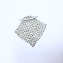 가다컴퍼니 JPN 재팬 볼체인 메쉬 사각 드레이프 실버 빈티지 브로치 #A709