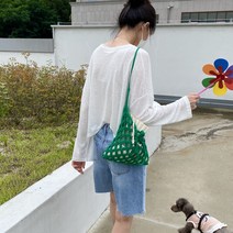 DIY 코바늘 네트백 만들기 가방뜨기 콜드메쉬백 패키지, 딥그린