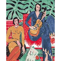 (물감3배)큰사이즈 모모픽스페인팅 유화그리기 앙리 마티스 뮤직 60x75cm DIY명화그리기 캔버스 코팅제 큰그림 그리기 쉬운 인물화