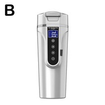 차량용 전기포트 휴대용 자동차 난방 컵 스테인레스 스틸 물을 따뜻하게 하는 머그잔 병 12V 24V 주전자 커피 온도 LCD 디스플레이 Kett Y6D1, White, China, 02 White