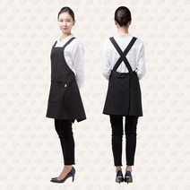 가르미르 멀티 체크 넓은끈 미용실 앞치마(사이즈 S/M/L), 1개, 블랙(사이즈-M)