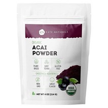Kate Naturals 유기농 아사이 파우더 (4온스) 100% 천연 & 비건 글루텐 프리 파우더 갓 숙성된 아사이 베리 영양소 밀도 & 높은 항산화 물질