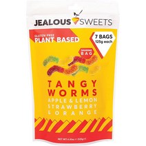 젤러스 스윗 애플 레몬 딸기 오렌지 젤리 탠지 웜스 125g 7개 JEALOUS SWEETS Tangy Worms