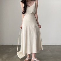 [랜덤플레이] 민소매 심플 롱 투피스