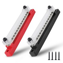 배전블록 12v terminal block buss bar 14 inch m6 stud, 검정과 빨강